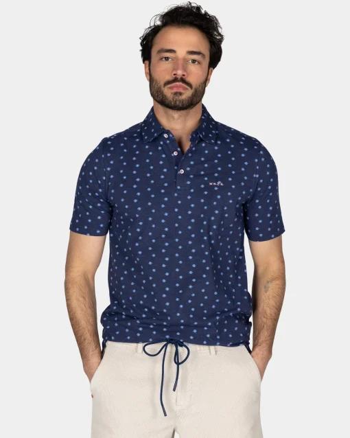 Baumwollblaue Polo mit kleinen Punkten