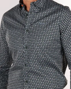 Baumwoll-Elasthan-Shirt mit langen Ärmeln - Crushing Green