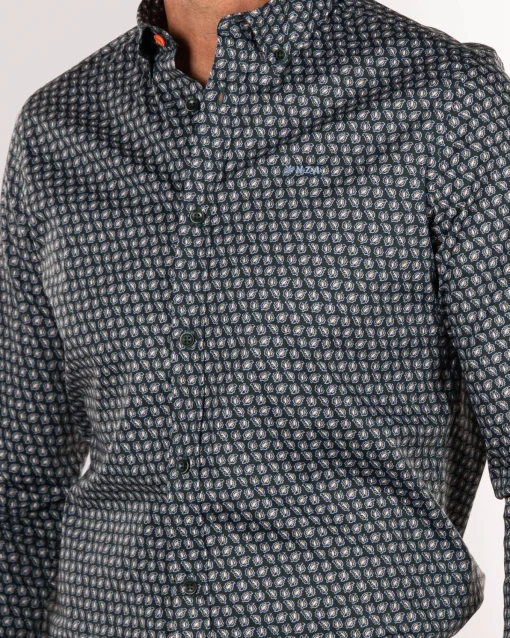 Baumwoll-Elasthan-Shirt mit langen Ärmeln - Crushing Green