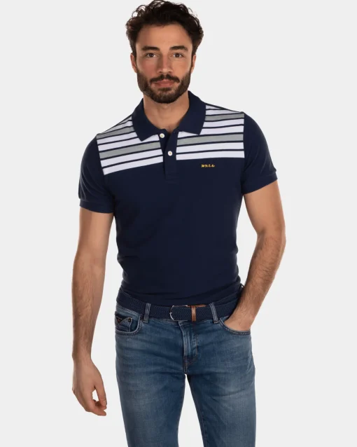 Baumwoll-Poloshirt Navy - Key Navy
