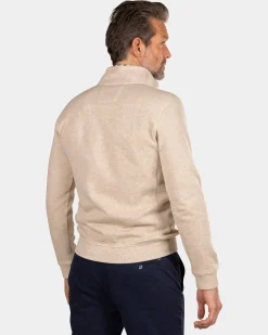 Beigefarbener Sweatshirt mit halbem Reißverschluss - Oat Sand