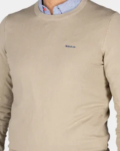 Beiger Pullover mit Rundhalsausschnitt