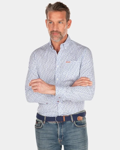 Blau bedrucktes Baumwollhemd - Rhythm Blue