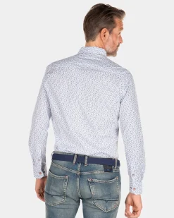 Blau bedrucktes Baumwollhemd - Rhythm Blue
