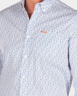 Blau bedrucktes Baumwollhemd - Rhythm Blue