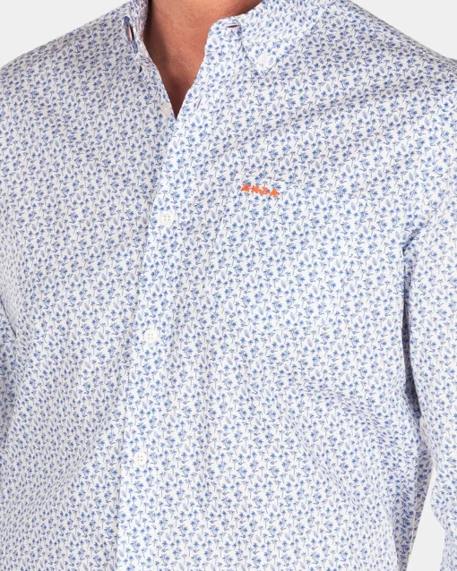 Blau bedrucktes Baumwollhemd - Rhythm Blue