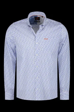 Blau bedrucktes Baumwollhemd - Rhythm Blue