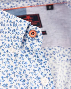 Blau bedrucktes Baumwollhemd - Rhythm Blue