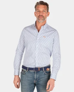Blau bedrucktes Baumwollhemd - Rhythm Blue
