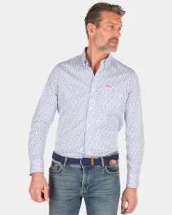 Blau bedrucktes Baumwollhemd - Rhythm Blue