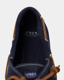 Blaue Leder-Bootsschuhe