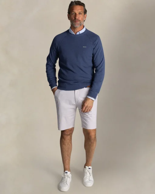 Blauer Baumwollpullover mit Rundhalsausschnitt