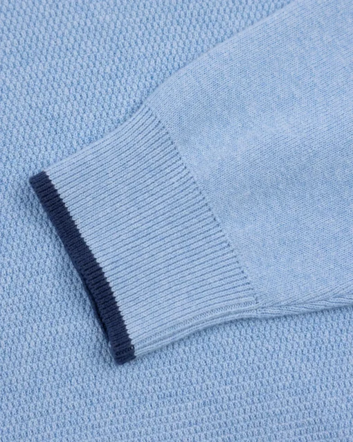 Blauer einfarbiger Pullover mit Rundhalsausschnitt