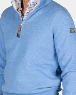 Blauer Sweater mit halbem Reißverschluss - Frozen Blue
