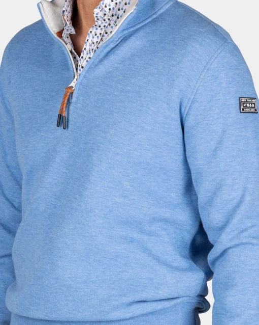 Blauer Sweater mit halbem Reißverschluss - Frozen Blue