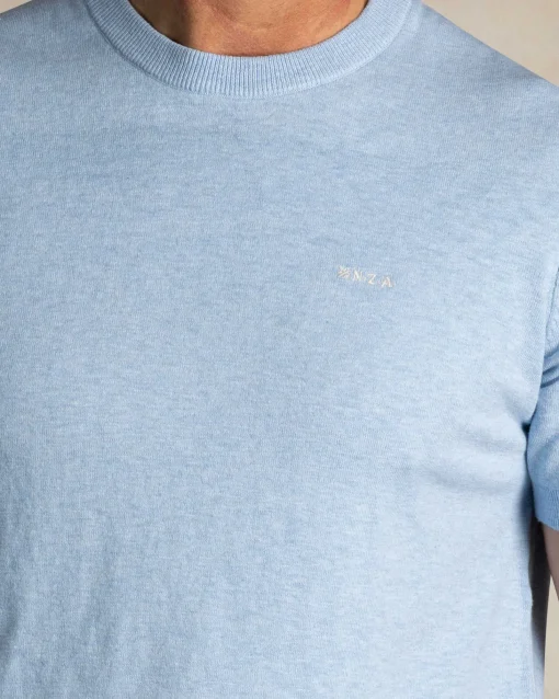 Blaues Baumwoll-Langarmshirt