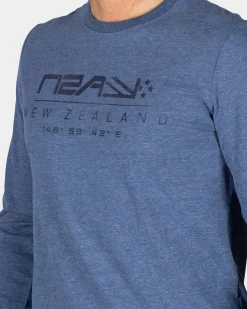 Blaues Baumwoll-Langarmshirt