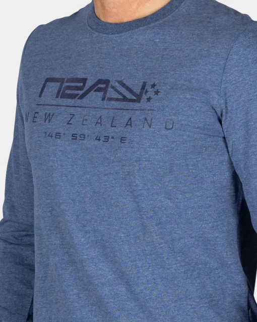 Blaues Baumwoll-Langarmshirt