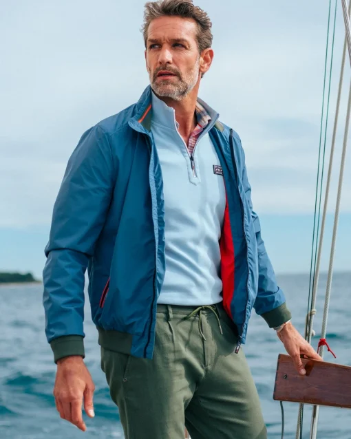Blaues Nylon-Bomberjacke