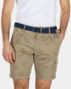 Cargo-Shorts aus Baumwolle mit Blumendruck - Beach Sand