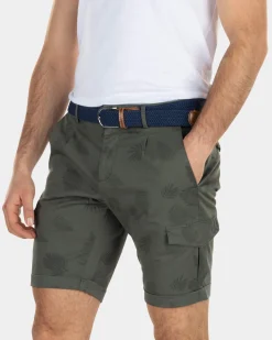 Cargo-Shorts aus Baumwolle mit Blumendruck - High Summer Army