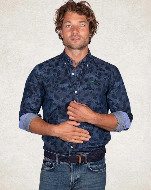 Dunkelblaues Hemd mit Aufdruck - Pitch Navy