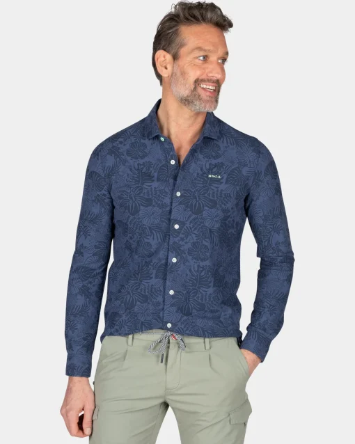 Dunkelblaues Hemd mit Blumen - Dusk Navy