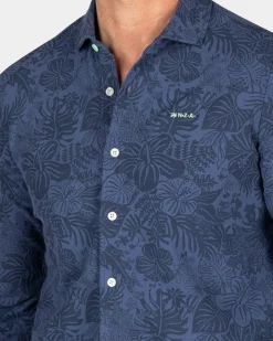 Dunkelblaues Hemd mit Blumen - Dusk Navy