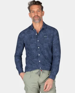 Dunkelblaues Hemd mit Blumen - Dusk Navy