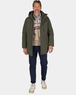 Dunkelgrüner Parka mit Stehkragen - Gravel Green