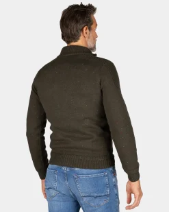 Dunkelgrüner Pullover mit halbem Reißverschluss - Gravel Green