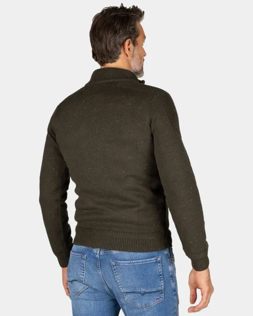 Dunkelgrüner Pullover mit halbem Reißverschluss - Gravel Green