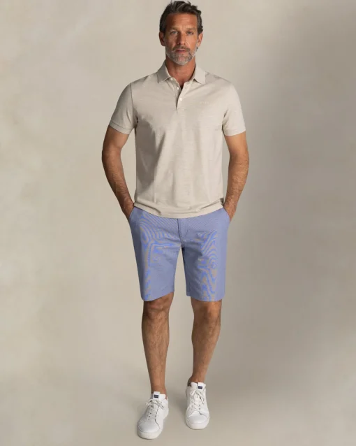 Ecru Baumwollstretch-Poloshirt