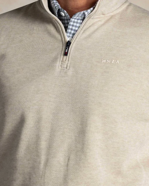 Ecru halbzipp-pullover aus baumwolle