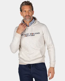 Ecru Hoodie mit Schriftzug auf der Brust - Powder Sand