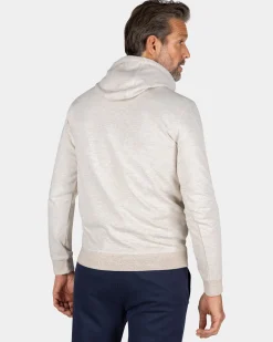 Ecru Hoodie mit Schriftzug auf der Brust - Powder Sand