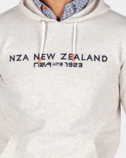 Ecru Hoodie mit Schriftzug auf der Brust - Powder Sand