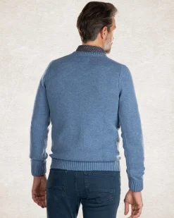 Einfacher Strickpullover mit Rundhalsausschnitt - Cloudy Blue
