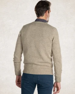Einfacher Strickpullover mit Rundhalsausschnitt - Sahara Sand