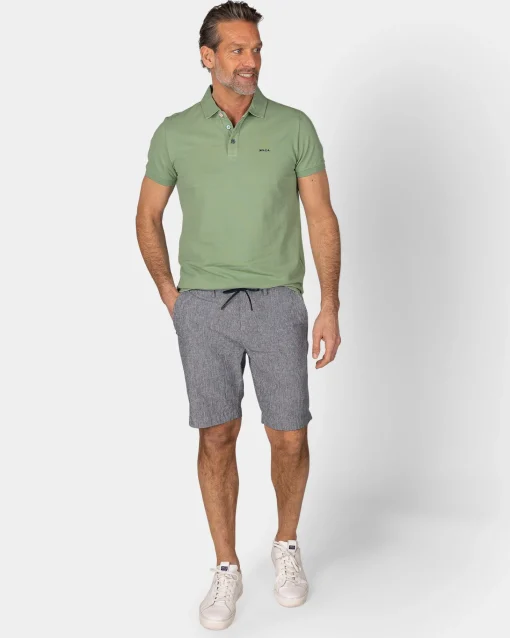 Einfarbige Baumwoll-Hellgrüne Polo