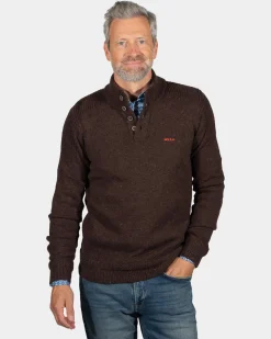 Einfarbiger Pullover mit Knöpfen Brownlee - Clay Brown