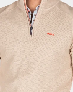 Einfarbiger Pullover mit Reißverschluss - Shimmering Sand