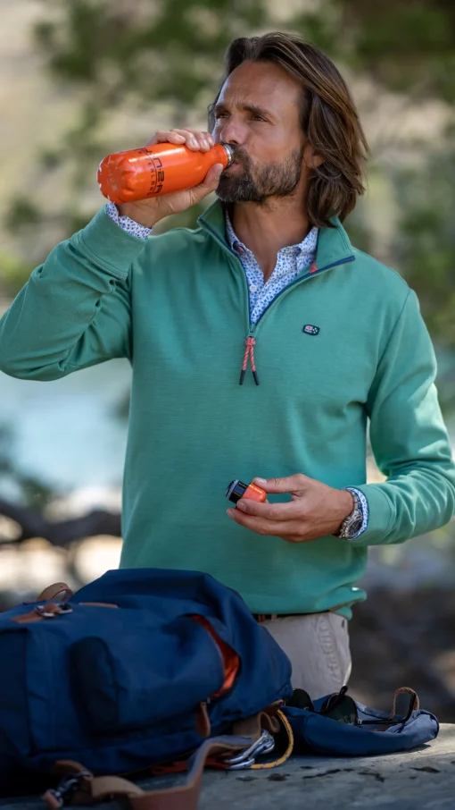 Fleecepullover mit Reißverschluss - Amazon Green