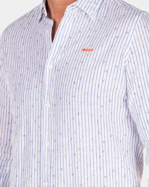 Gestreiftes Leinenhemd - White Multicolour
