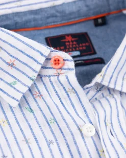 Gestreiftes Leinenhemd - White Multicolour
