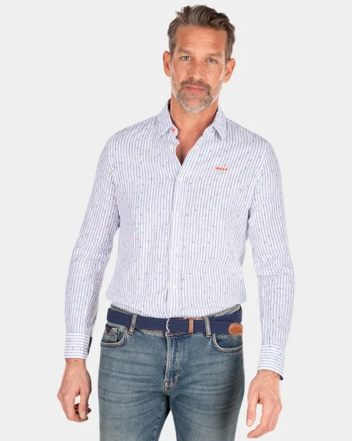 Gestreiftes Leinenhemd - White Multicolour
