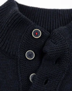 Gestrickte pullover mit halber Knopfleiste - Pitch Navy