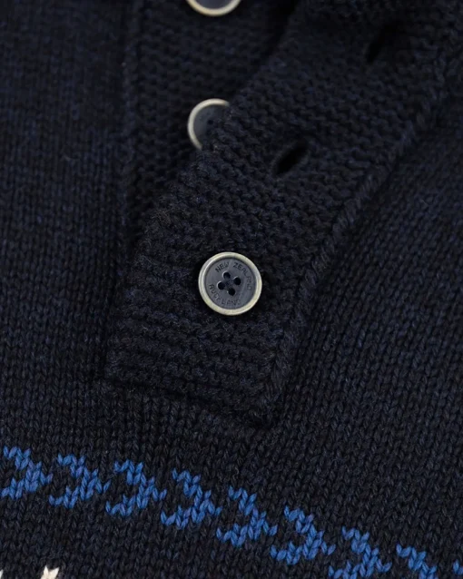 Gestrickte pullover mit halber Knopfleiste - Pitch Navy