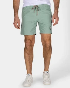 Grüne einfarbige Badehose mit Lycra-Innenhose