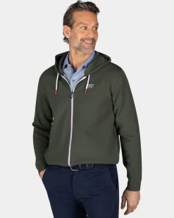 Grüner Cardigan mit Kapuze